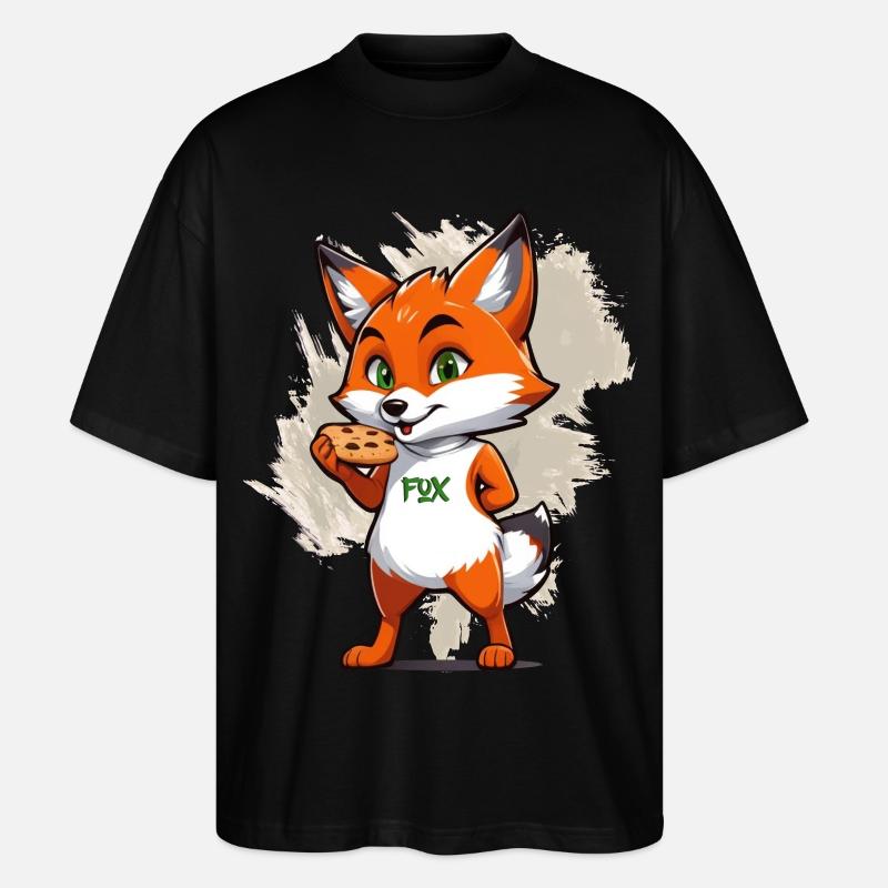 Fox with biscuits - Stanley/Stella Oversized Unisex Organic T-shirt Blaster 2.0 - black