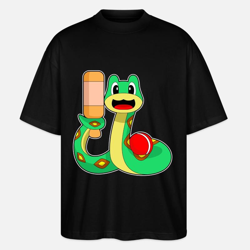 Snake Cricket Cricket Bat - Stanley/Stella Oversized Unisex Organic T-shirt Blaster 2.0 - black