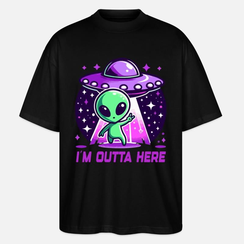 Alien I'm Outta Here Außerirdische - Stanley/Stella Oversized Unisex Bio T-Shirt Blaster 2.0 - Schwarz