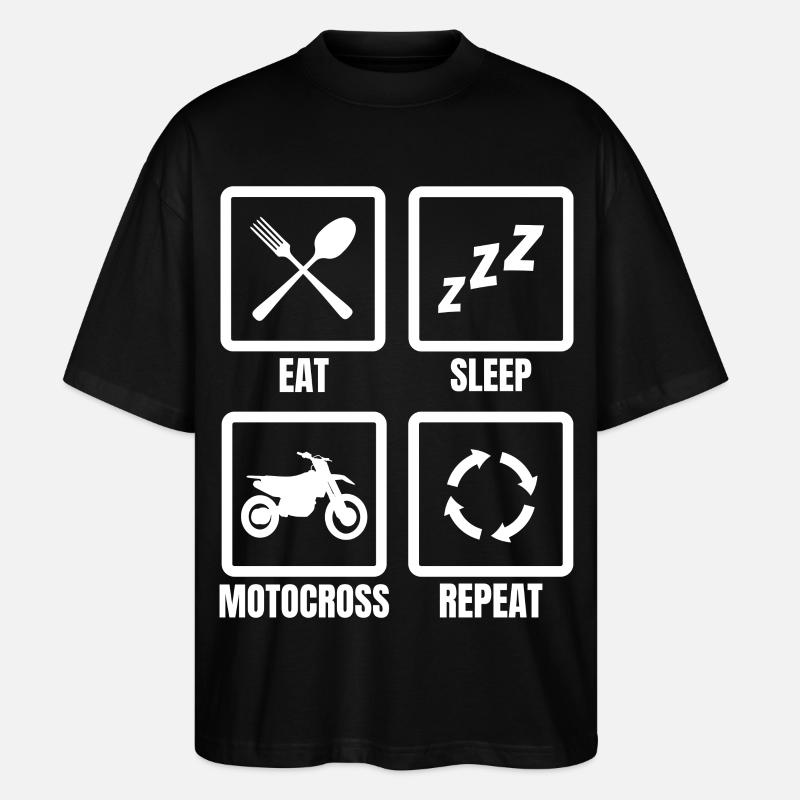 Manger dormir Motocross Répéter - T-shirt bio Blaster 2.0 coupe oversize Stanley/Stella Unisexe - noir
