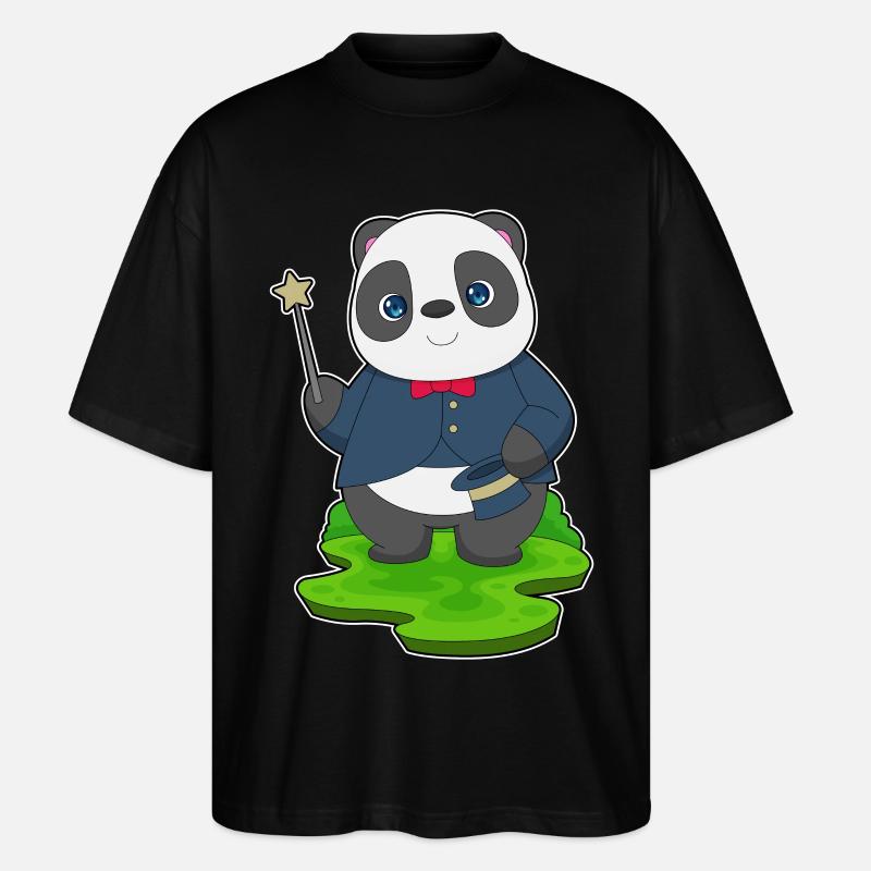 Baguette de sorcier panda - T-shirt bio Blaster 2.0 coupe oversize Stanley/Stella Unisexe - noir
