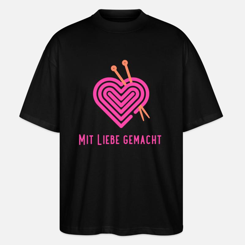 mit Liebe Häkelherz - Stanley/Stella Oversized Unisex Bio T-Shirt Blaster 2.0 - Schwarz