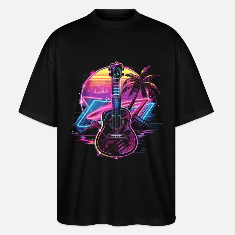 Ukulele Retrowave - Stanley/Stella Oversized Unisex Bio T-Shirt Blaster 2.0 - Schwarz