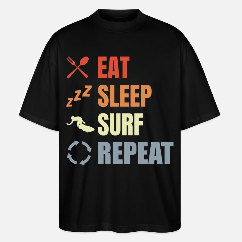 Manger Dormir Surfer Répéter - T-shirt bio Blaster 2.0 coupe oversize Stanley/Stella Unisexe - noir