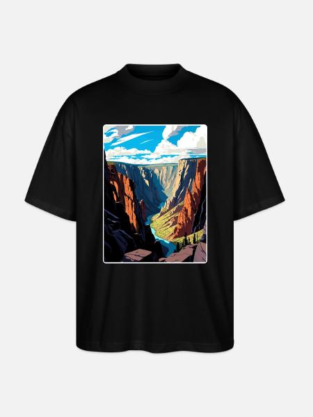Black Canyon National Park Colorado Travel Poster - Stanley/Stella Oversized Unisex Organic T-shirt Blaster 2.0 - black