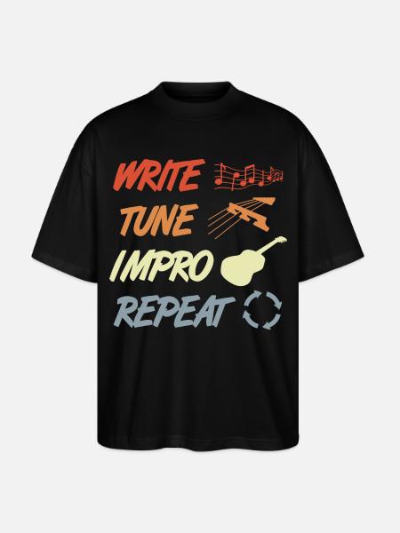 Routine de guitariste drôle - T-shirt bio Blaster 2.0 coupe oversize Stanley/Stella Unisexe - noir