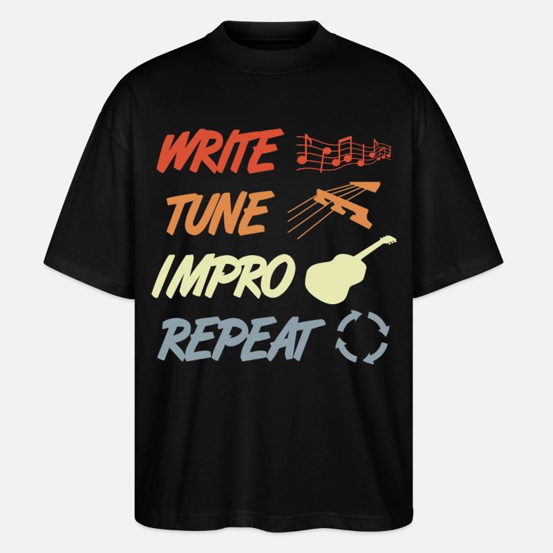 Routine de guitariste drôle - T-shirt bio Blaster 2.0 coupe oversize Stanley/Stella Unisexe - noir