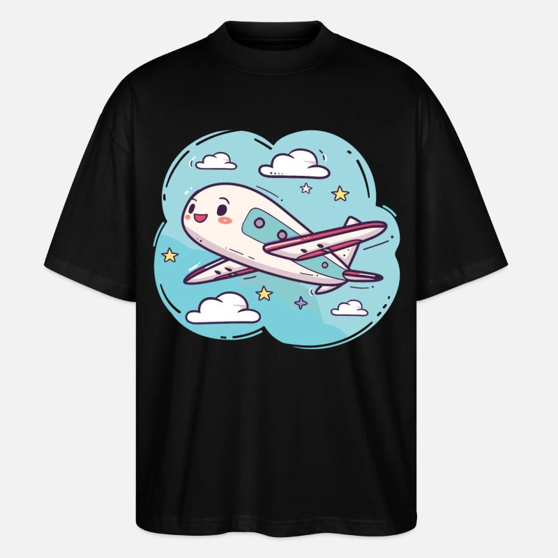Flugzeug Comic Look - Stanley/Stella Oversized Unisex Bio T-Shirt Blaster 2.0 - Schwarz