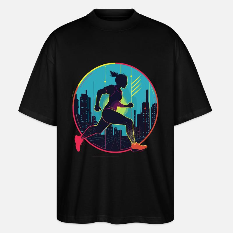 Läuferin - Stanley/Stella Oversized Unisex Bio T-Shirt Blaster 2.0 - Schwarz