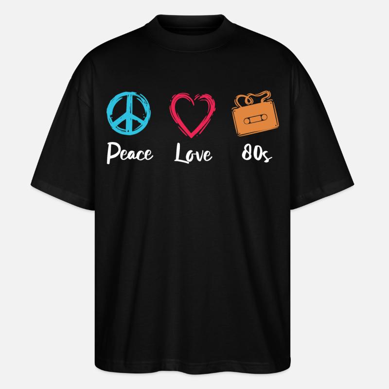 Peace Love 80s - Stanley/Stella Oversized Unisex Bio T-Shirt Blaster 2.0 - Schwarz