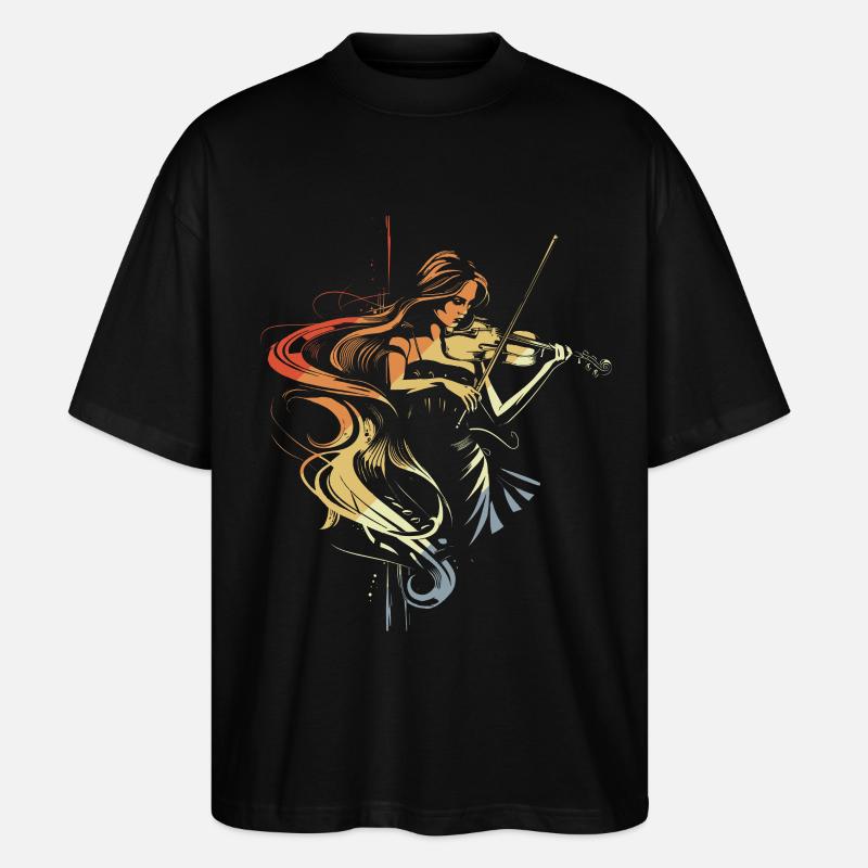 Violine Mädchen - Stanley/Stella Oversized Unisex Bio T-Shirt Blaster 2.0 - Schwarz
