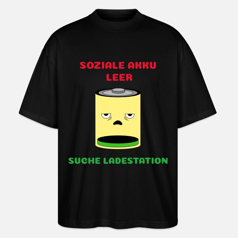Soziale Akku Leer, Suche Ladestation - Stanley/Stella Oversized Unisex Bio T-Shirt Blaster 2.0 - Schwarz