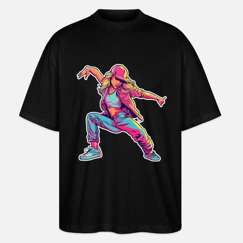 Retro Comic B-Girl - Stanley/Stella Oversized Unisex Bio T-Shirt Blaster 2.0 - Schwarz