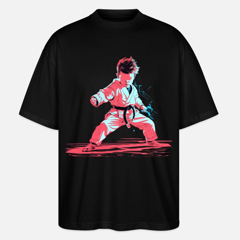 Karate Junge Synthwave - Stanley/Stella Oversized Unisex Bio T-Shirt Blaster 2.0 - Schwarz