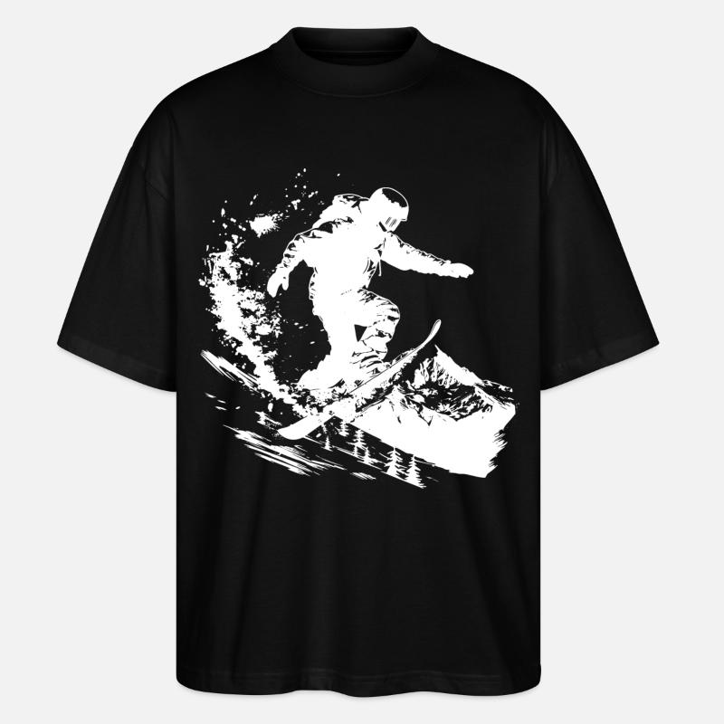 Dessin de snowboarder - T-shirt bio Blaster 2.0 coupe oversize Stanley/Stella Unisexe - noir