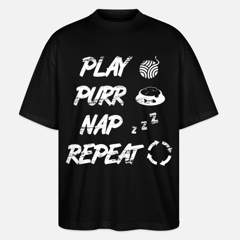 Routine quotidienne du chat - T-shirt bio Blaster 2.0 coupe oversize Stanley/Stella Unisexe - noir