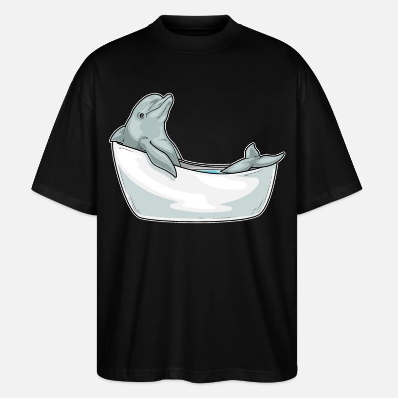 Dolphin Bathing Bathtub - Stanley/Stella Oversized Unisex Organic T-shirt Blaster 2.0 - black