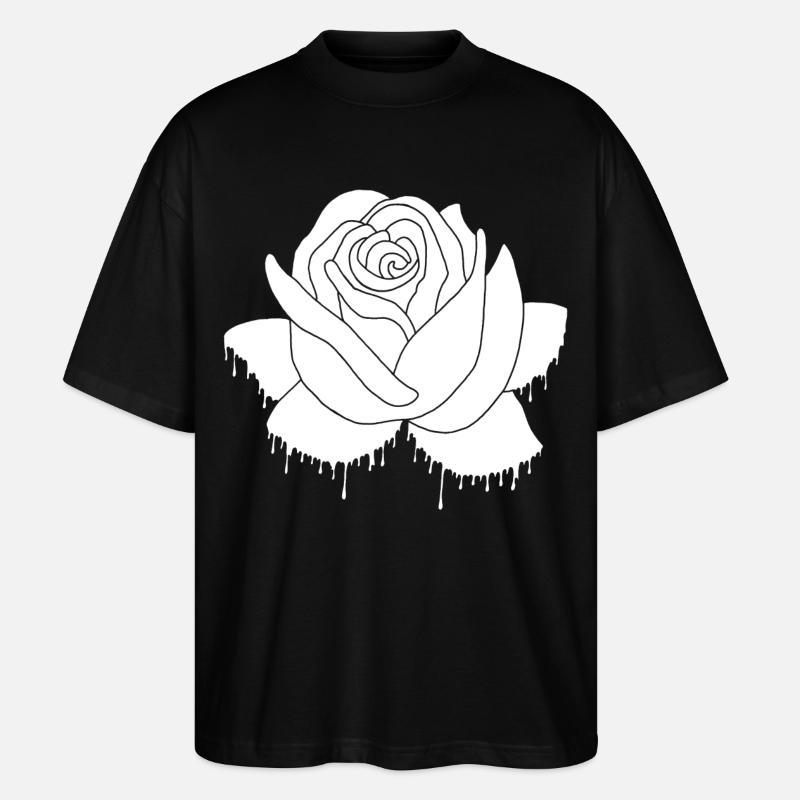 Graffiti d'une rose blanche - T-shirt bio Blaster 2.0 coupe oversize Stanley/Stella Unisexe - noir