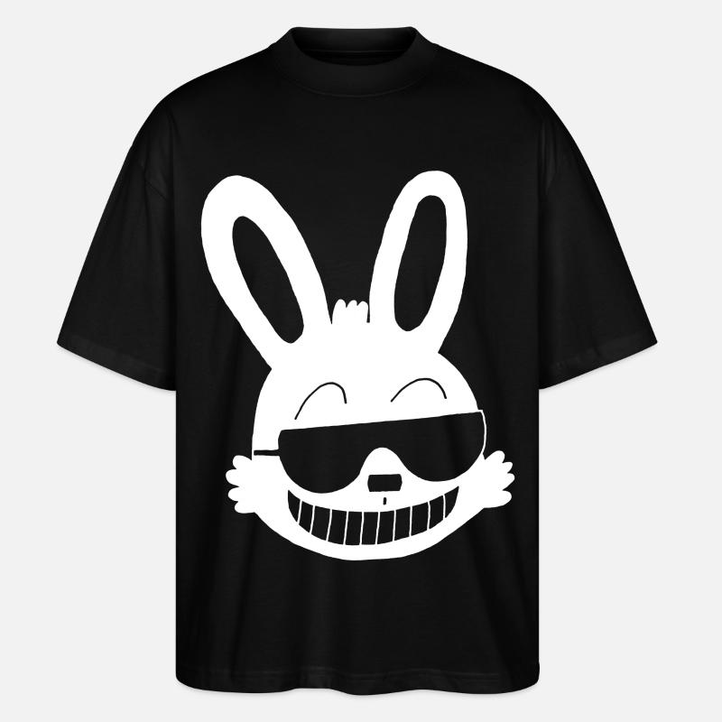 White rabbit showing off - Stanley/Stella Oversized Unisex Organic T-shirt Blaster 2.0 - black