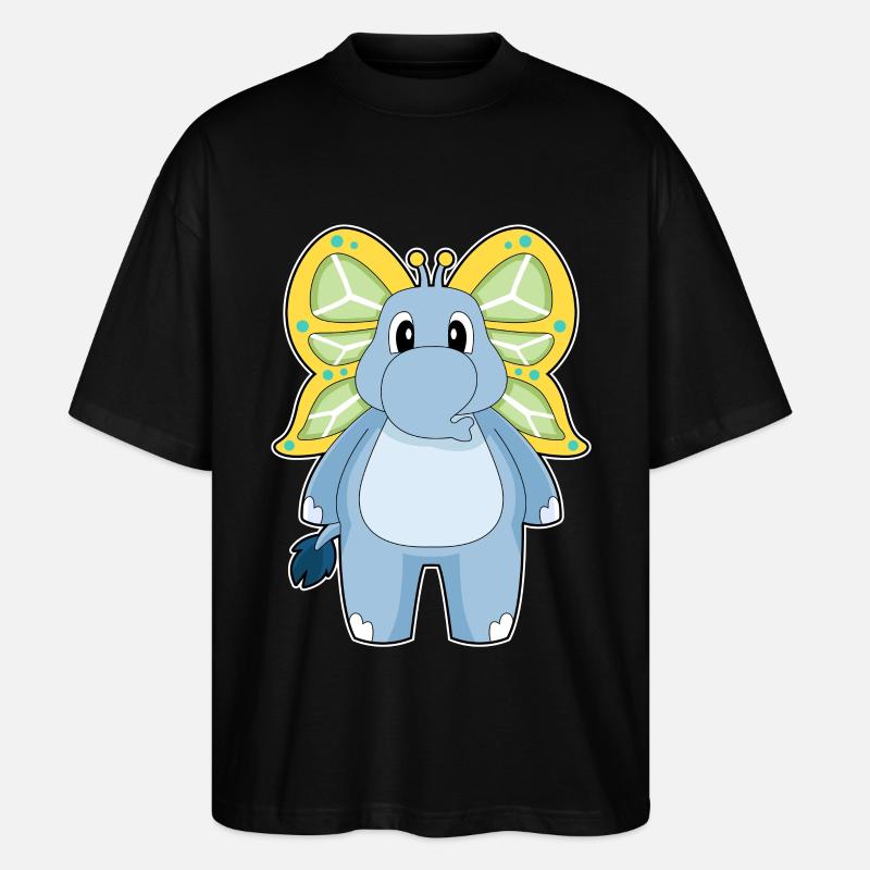 Elefant Schmetterling - Stanley/Stella Oversized Unisex Bio T-Shirt Blaster 2.0 - Schwarz