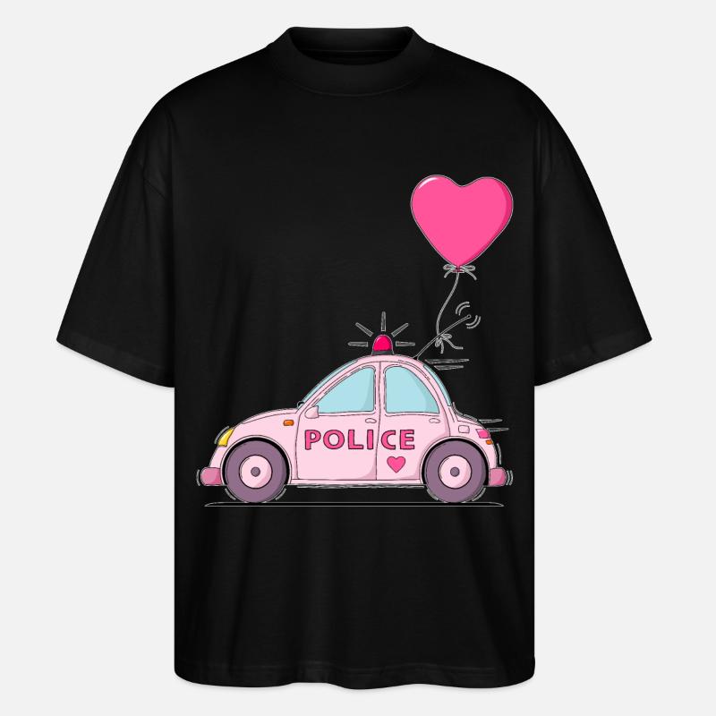 Police Herz Rosa - Stanley/Stella Oversized Unisex Bio T-Shirt Blaster 2.0 - Schwarz