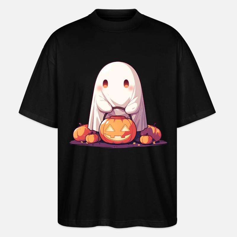 Ghost Ghost citrouille lanterne cadeau d’Halloween - T-shirt bio Blaster 2.0 coupe oversize Stanley/Stella Unisexe - noir