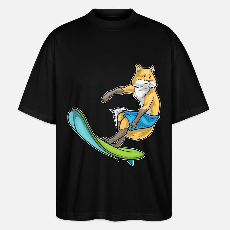 Fuchs Surfer Surfbrett - Stanley/Stella Oversized Unisex Bio T-Shirt Blaster 2.0 - Schwarz