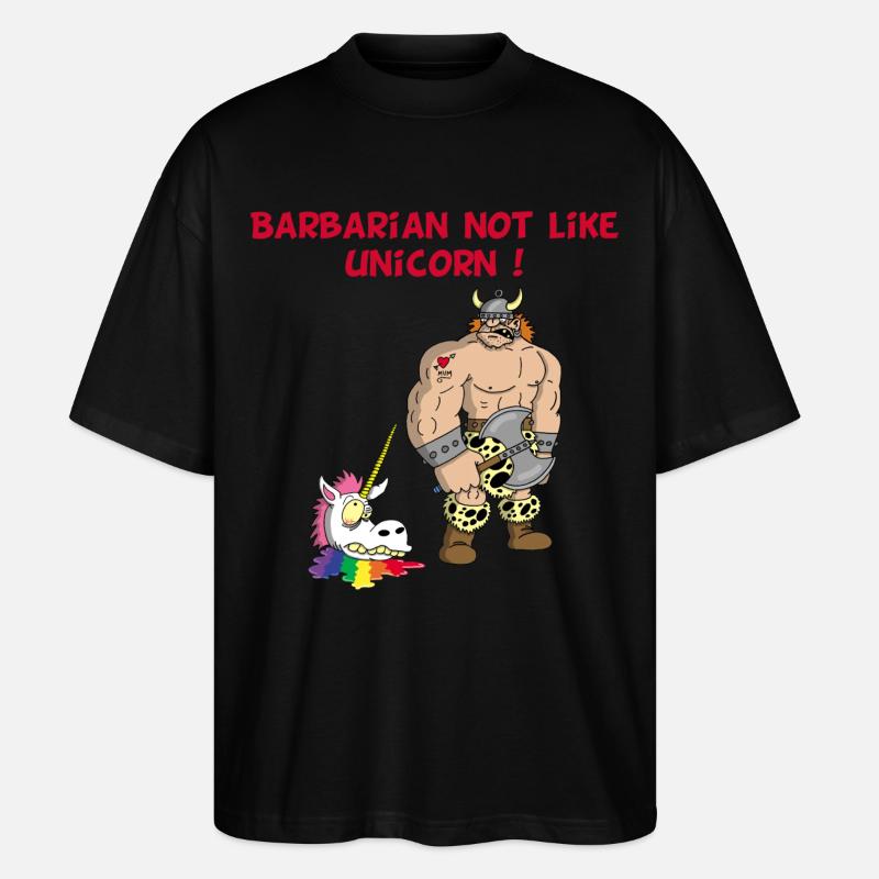 Der Barbar und das Einhorn - Stanley/Stella Oversized Unisex Bio T-Shirt Blaster 2.0 - Schwarz
