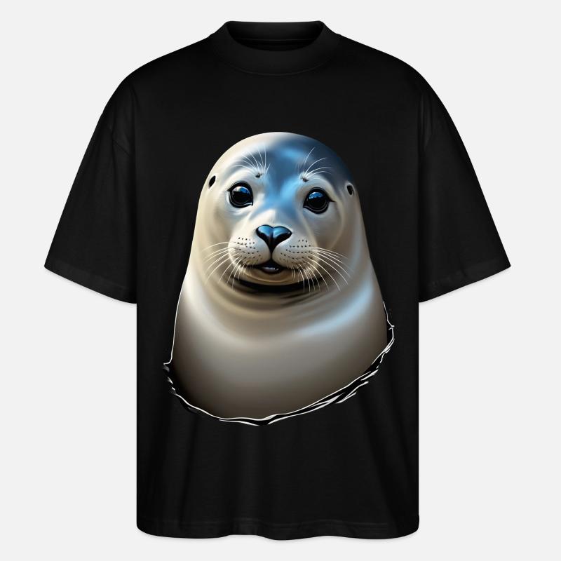 Schöne Robbe - Stanley/Stella Oversized Unisex Bio T-Shirt Blaster 2.0 - Schwarz