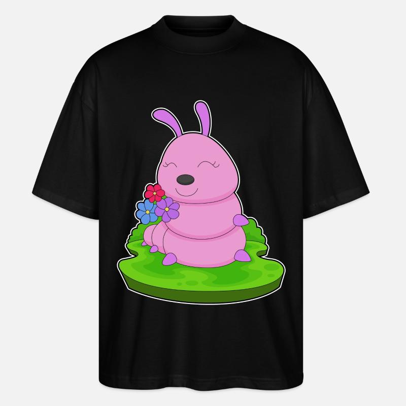 Raupe Blumen - Stanley/Stella Oversized Unisex Bio T-Shirt Blaster 2.0 - Schwarz