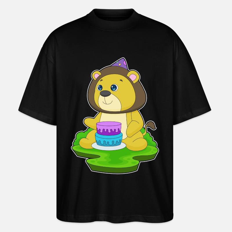 Gâteau d’anniversaire Lion - T-shirt bio Blaster 2.0 coupe oversize Stanley/Stella Unisexe - noir