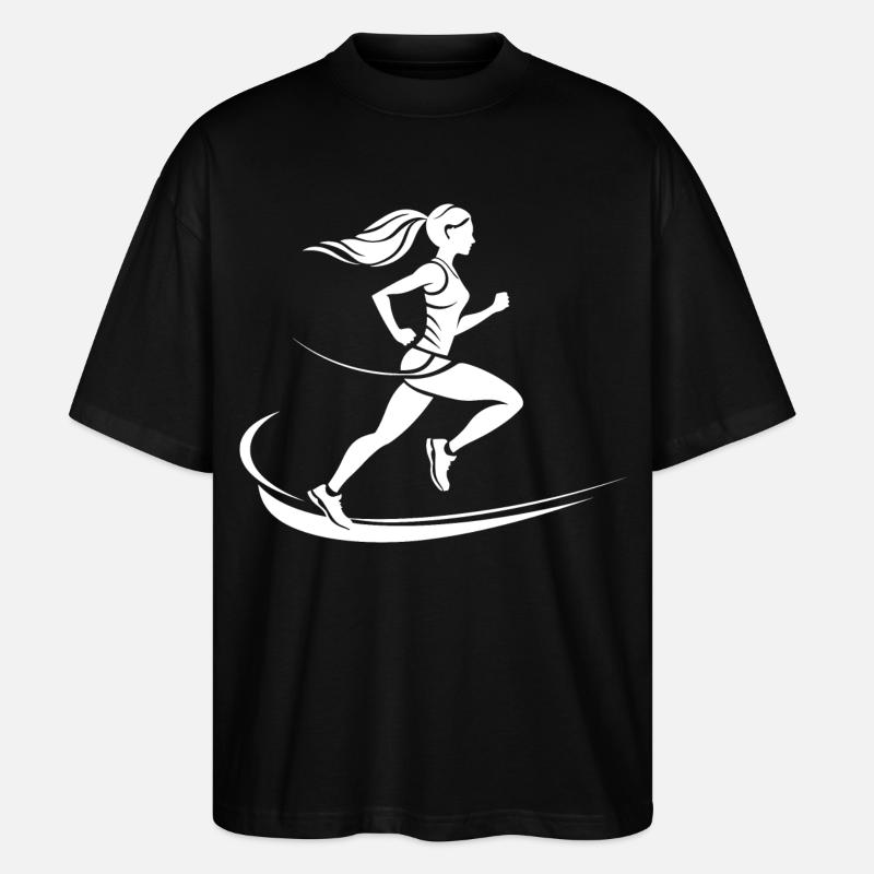 Dessin du coureur - T-shirt bio Blaster 2.0 coupe oversize Stanley/Stella Unisexe - noir