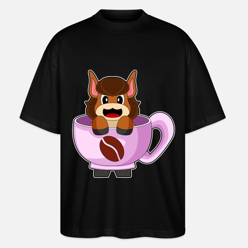 Tasse à café cheval - T-shirt bio Blaster 2.0 coupe oversize Stanley/Stella Unisexe - noir