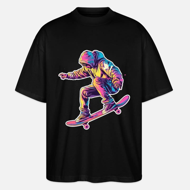 Retro Skateboarder - Stanley/Stella Oversized Unisex Bio T-Shirt Blaster 2.0 - Schwarz
