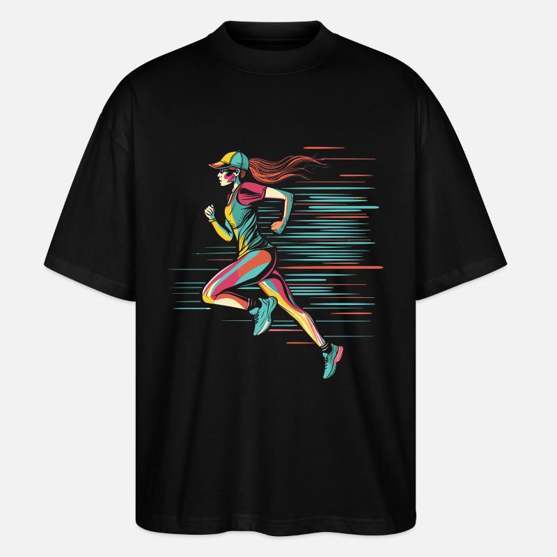 Läuferin Comic Look - Stanley/Stella Oversized Unisex Bio T-Shirt Blaster 2.0 - Schwarz