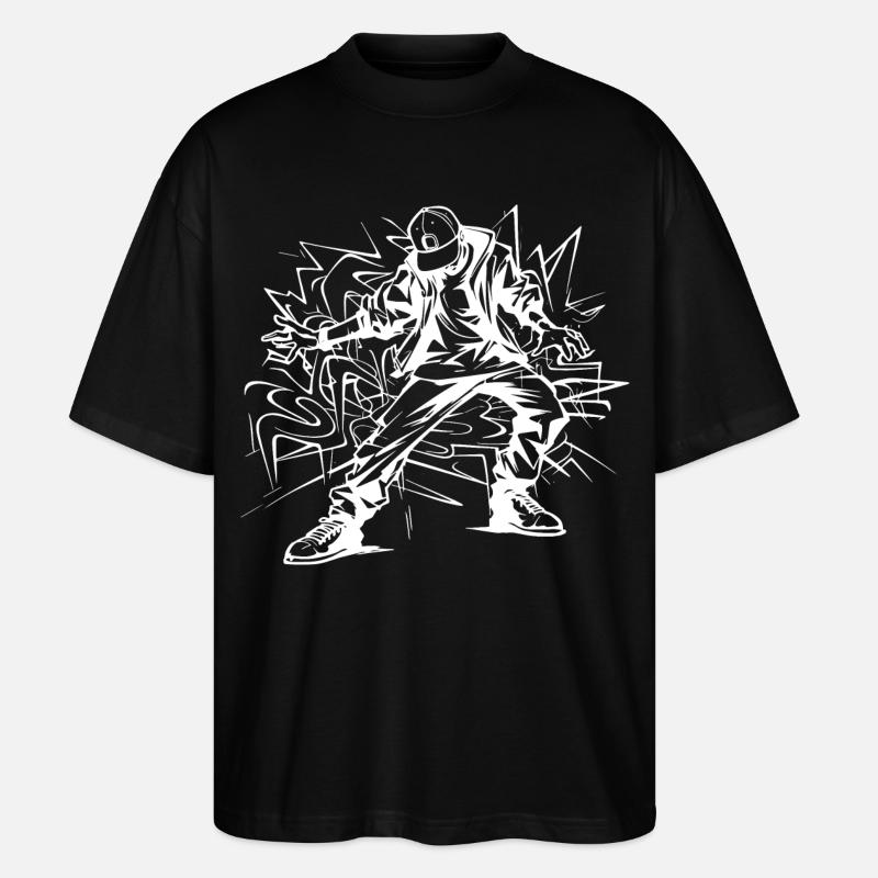 Dessin de breakdancer - T-shirt bio Blaster 2.0 coupe oversize Stanley/Stella Unisexe - noir