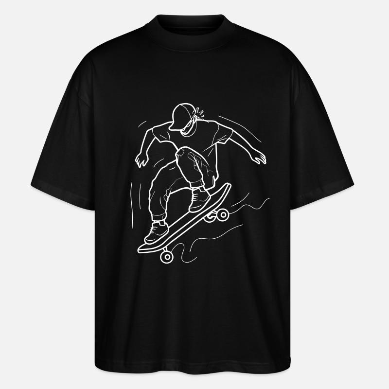 Skateboarding Junge Line Art - Stanley/Stella Oversized Unisex Bio T-Shirt Blaster 2.0 - Schwarz