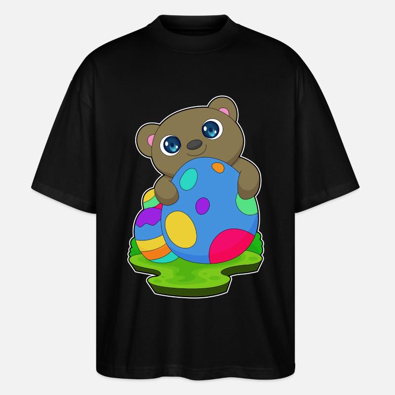 Bär Ostern Ostereier - Stanley/Stella Oversized Unisex Bio T-Shirt Blaster 2.0 - Schwarz