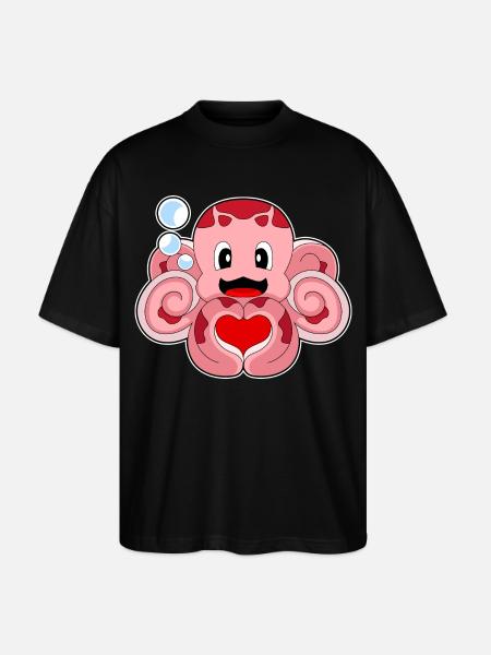 Octopus Heart - Stanley/Stella Oversized Unisex Organic T-shirt Blaster 2.0 - black