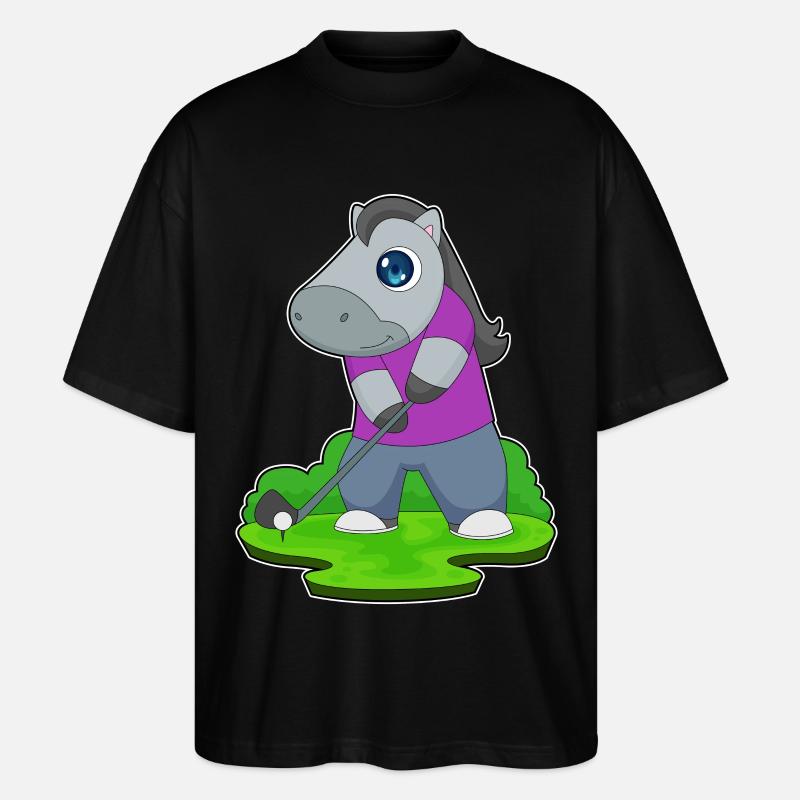 Pferd Golf Golfschläger - Stanley/Stella Oversized Unisex Bio T-Shirt Blaster 2.0 - Schwarz