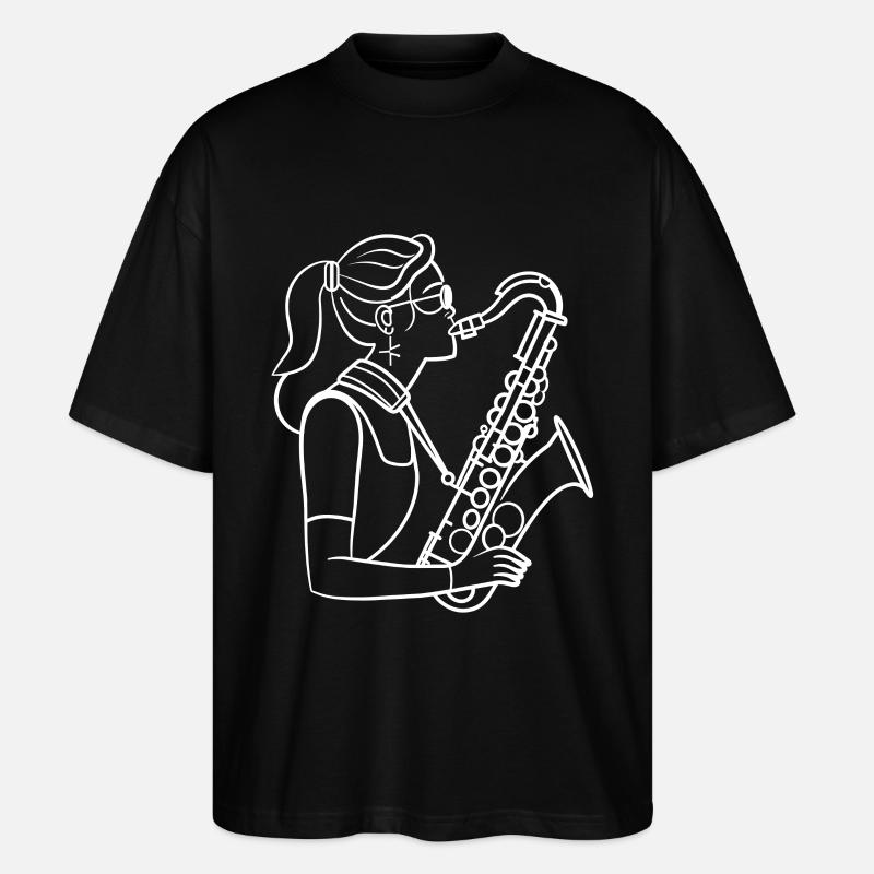 Saxophonspielerin - Stanley/Stella Oversized Unisex Bio T-Shirt Blaster 2.0 - Schwarz