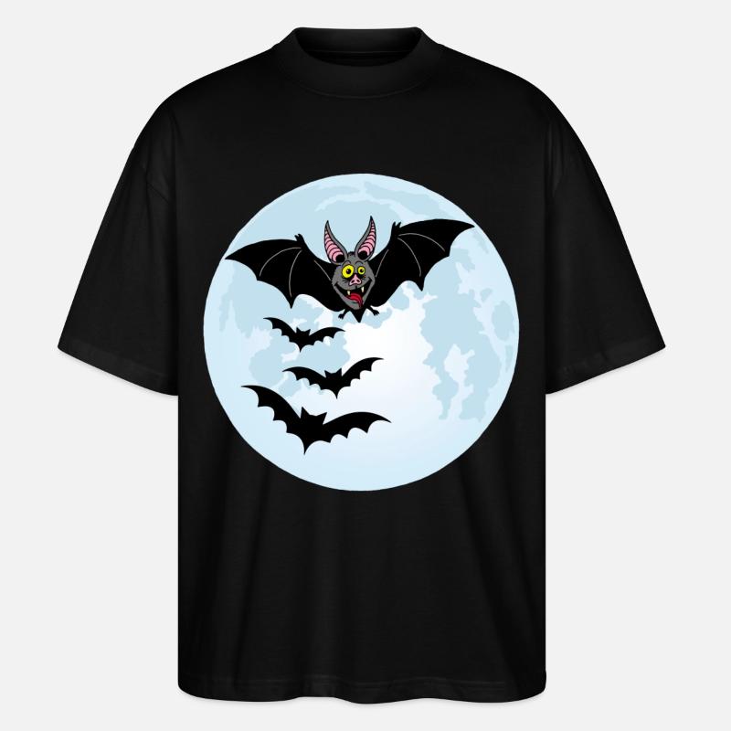 Chauves souris vampires et lune - T-shirt bio Blaster 2.0 coupe oversize Stanley/Stella Unisexe - noir