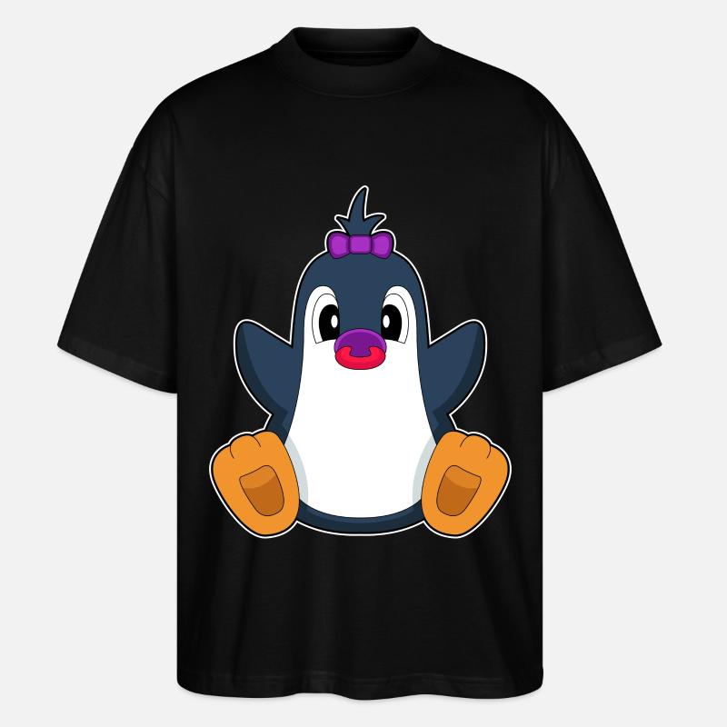 Pinguin Baby Schnuller - Stanley/Stella Oversized Unisex Bio T-Shirt Blaster 2.0 - Schwarz
