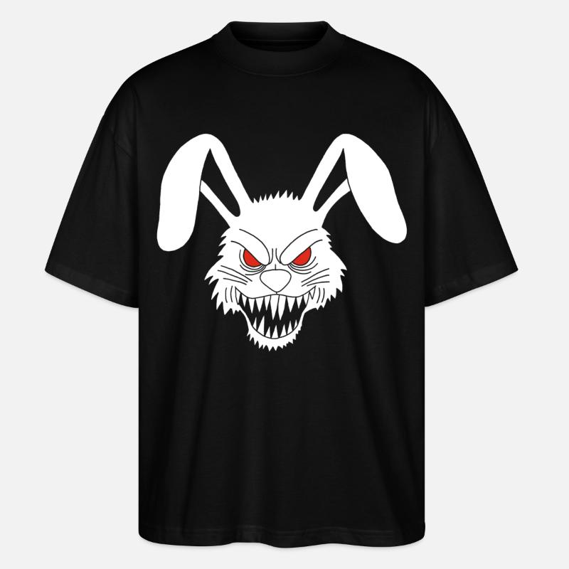 Dämonisches weißes Kaninchen - Stanley/Stella Oversized Unisex Bio T-Shirt Blaster 2.0 - Schwarz