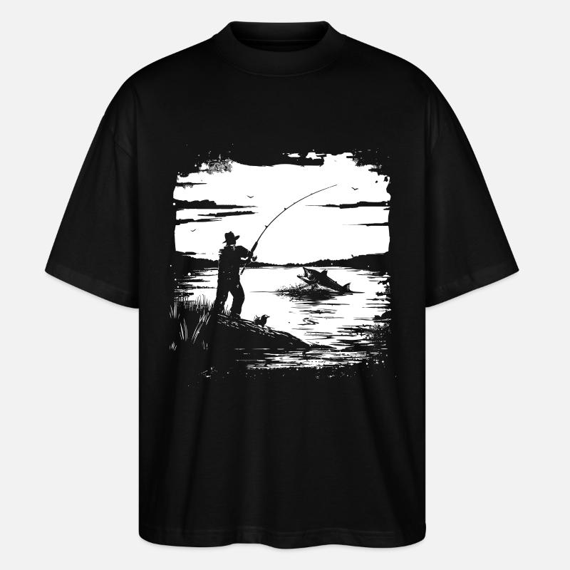 Fischen Grafik - Stanley/Stella Oversized Unisex Bio T-Shirt Blaster 2.0 - Schwarz
