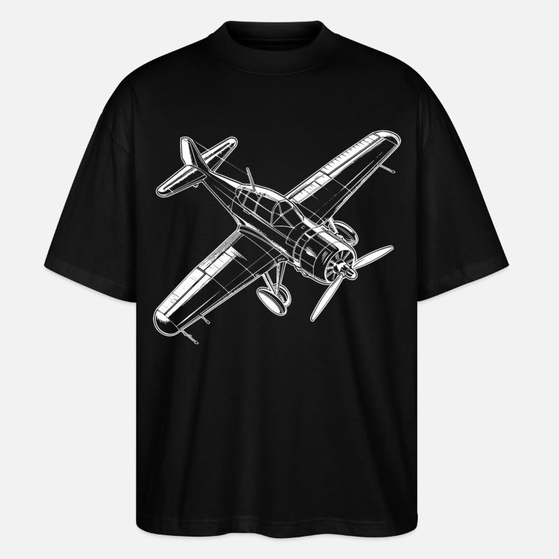 Propellerflugzeug - Stanley/Stella Oversized Unisex Bio T-Shirt Blaster 2.0 - Schwarz