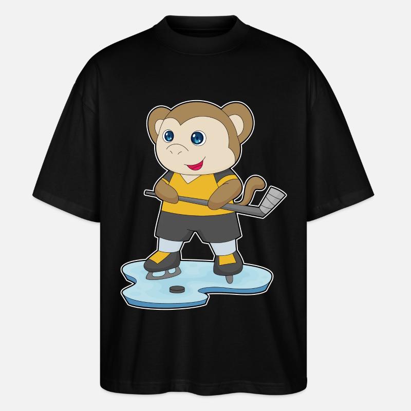 Affe Eishockey Eishockeyschläger - Stanley/Stella Oversized Unisex Bio T-Shirt Blaster 2.0 - Schwarz