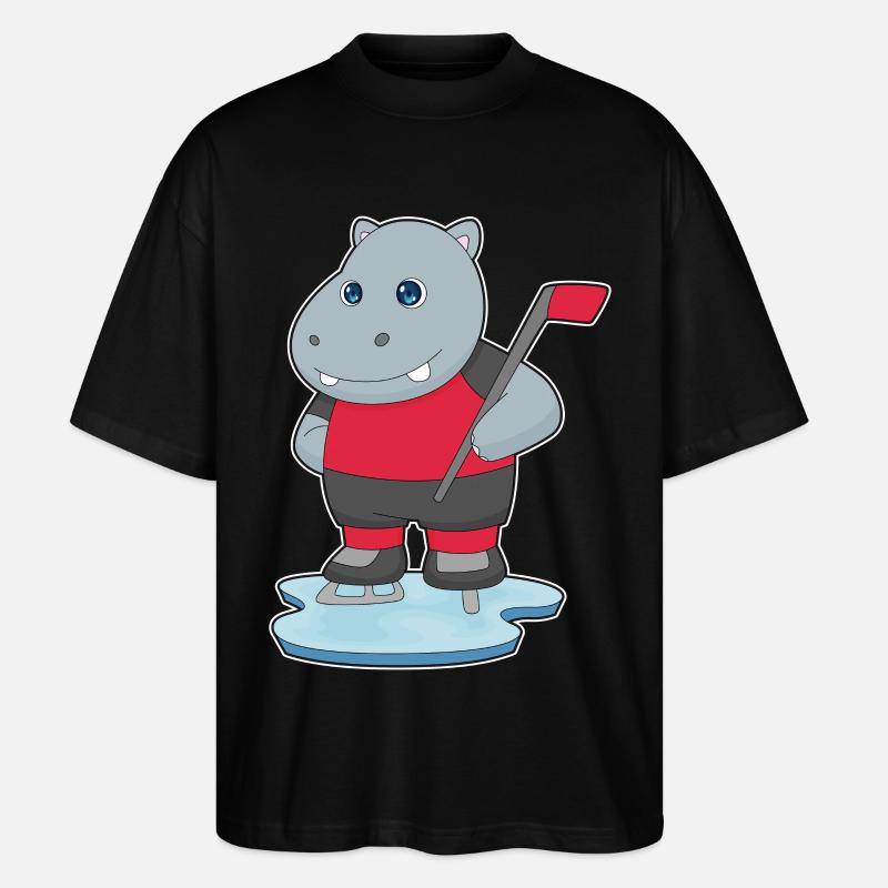 Nilpferd Eishockey Eishockeyschläger - Stanley/Stella Oversized Unisex Bio T-Shirt Blaster 2.0 - Schwarz