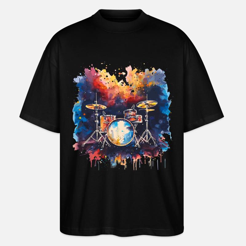 Schlagzeug Synthwave - Stanley/Stella Oversized Unisex Bio T-Shirt Blaster 2.0 - Schwarz