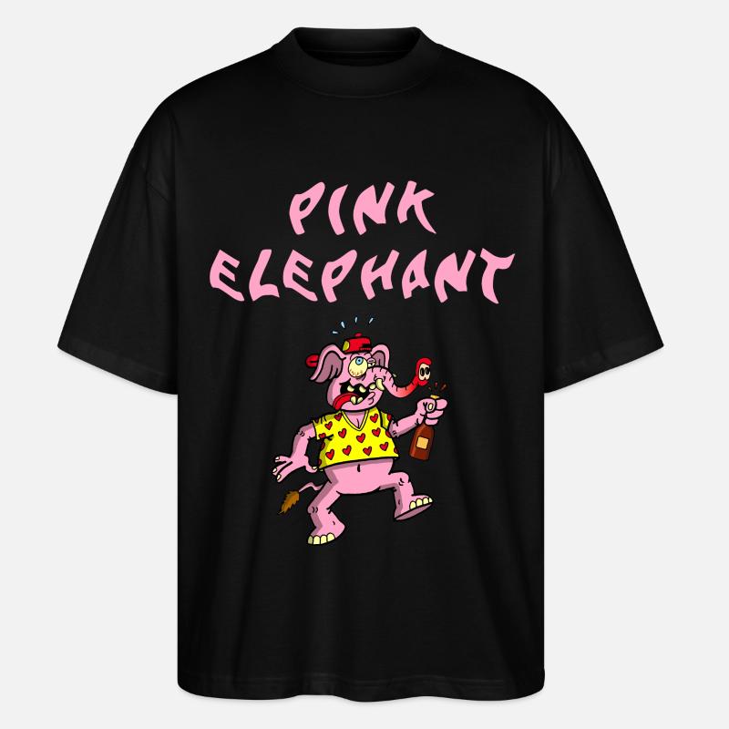 Rosa Elefant - Stanley/Stella Oversized Unisex Bio T-Shirt Blaster 2.0 - Schwarz